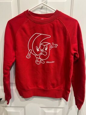 Glossier Red Graphic Crewneck Sweatshirt like new